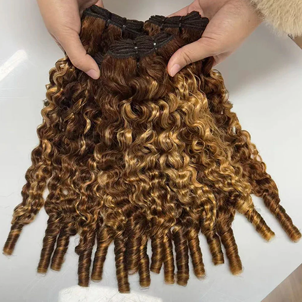 Highlight Ombre 3A 4C Burmese Curly Hair Bundles Raw Hair Bundles Human Hair Extension Vietnamese Pixie Curly Bundles 2
