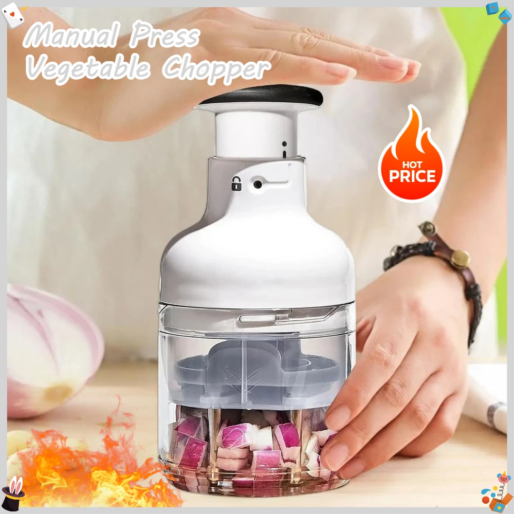 قطاعة خضروات يدوية مع مقبض غير قابل للانزلاق، أداة تقطيع الثوم والمطبخ