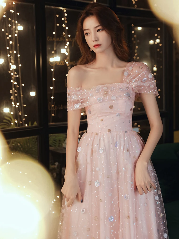 

Милое розовое платье подружки невесты, изысканные платья с блестками и открытой спиной для дня рождения, новые элегантные облегающие банкетные платья