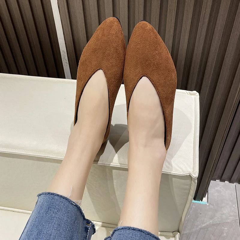 

2023 Women's Flat Shoes Ballet Shoes Breathable Knit Pointed Shoes Mixed Color Women's Soft Shoes Women Zapatos De