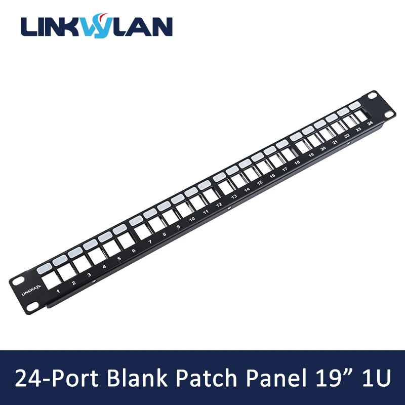 Linkwylan 네트워크 빈 패치 패널, 표준 키스톤 잭 랙 마운트용, 19 인치, 24 포트, 1U
