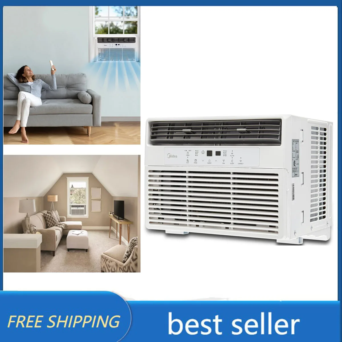 

Midea 10,000 BTU 115V Smart Window AC with Comfort Sense Remote,Voice Control, Programmable Timer,White