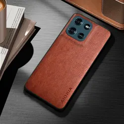 Business Style Durable PU Leather Phone Case Cover for Moto g stylus 2024 (Brown)