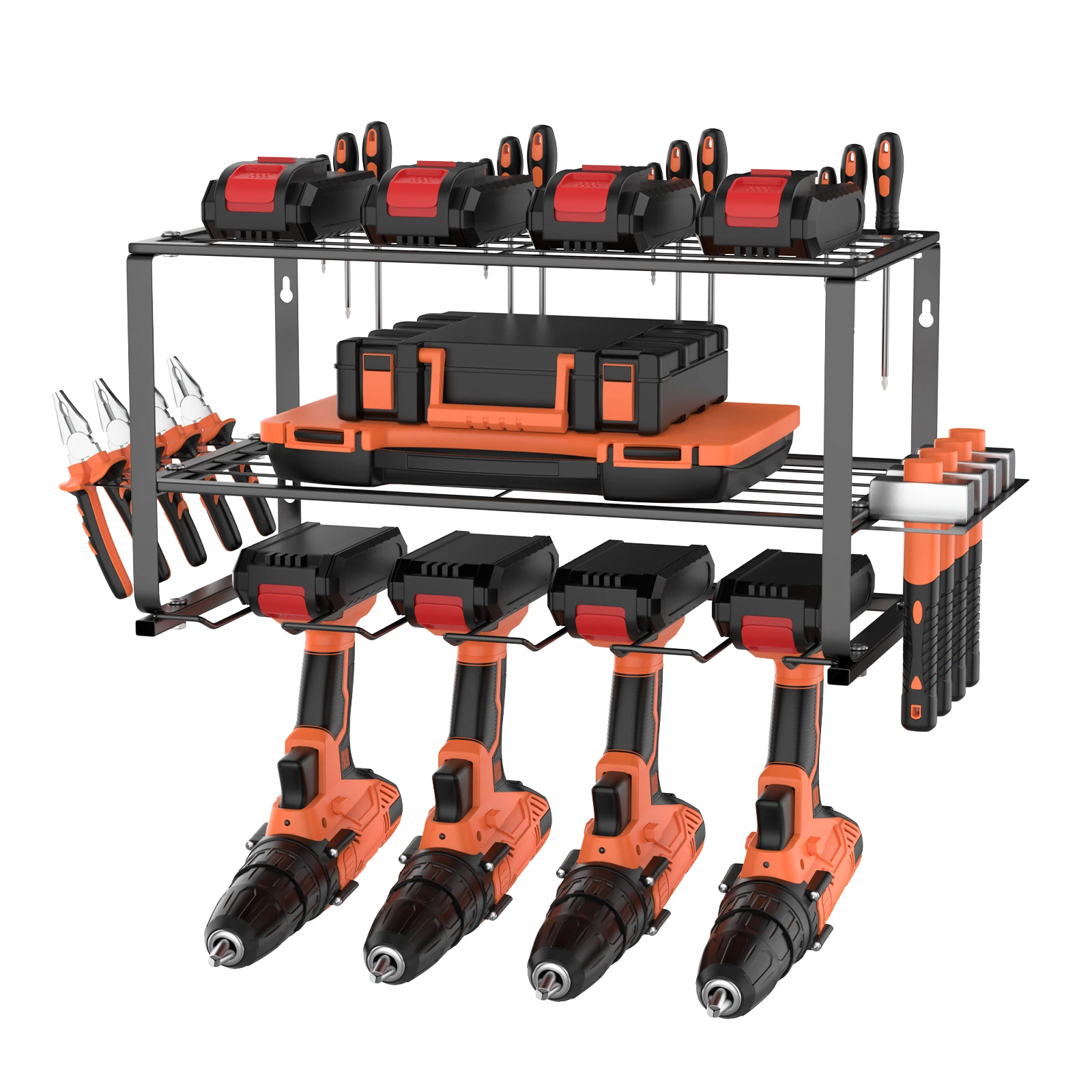 Power Tool Storage, 3 Layer Power Drill Tool Holder, Floating Tool Shelf Wall Mounted Tool Storage Rack for 4 Drill Holders: 3 - 5 Days Free Delivery only UK