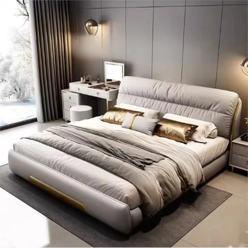 Lits Double nordiques Queen, minimaliste, moderne, crème, espace de rangement, Letto Matrimoniale Multifunzione, meubles de chambre à coucher 1 Lits Double nordiques Queen, minimaliste, moderne, crème, espace de rangement, Letto Matrimoniale Multifunzione, meubles de chambre à coucher 1
