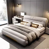 Lits Double nordiques Queen, minimaliste, moderne, crème, espace de rangement, Letto Matrimoniale Multifunzione, meubles de chambre à coucher 1