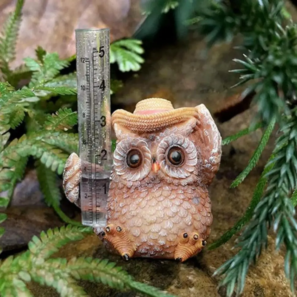 

Resin Outdoor Ornament Sculpture Crafts Owl Decoration Resin Bird Owl Rain Gauge Garden Ornament