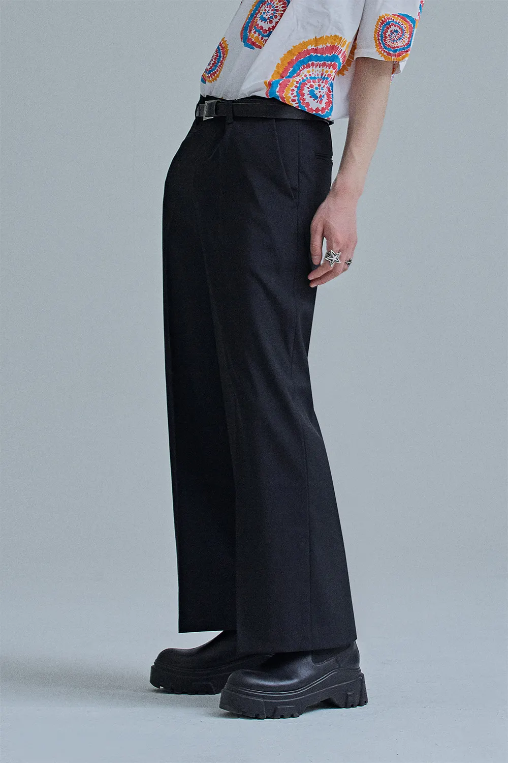 Description Picture 5 of itemMen's Trousers Spring And Autumn New Solid Color Simple Fashion High Waist Large Size Loose Trousers