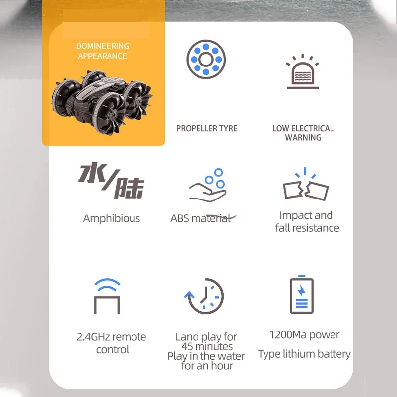Newest High-tech Remote Control Car 2.4G Amphibious Stunt RC Car Double-sided Tumbling Driving Children's Electric Toys for Boy 3