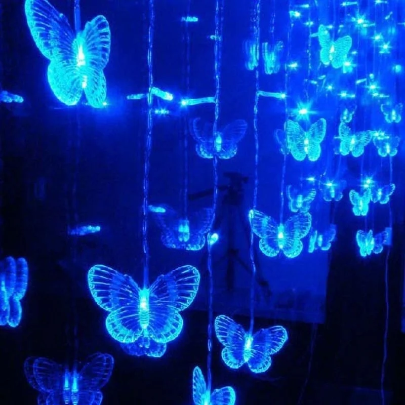 thumbnail image 1 of Guirnalda de luces LED con forma de mariposa o nieve para decoración de interiores, para ventanas, fiestas navideñas, enchufe UE/EE. UU./Reino Unido/AU, 1 of 5