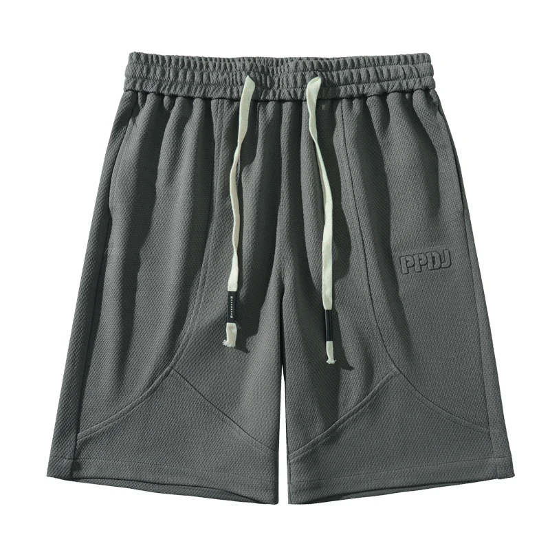 Men's Straight Shorts Waffle Fabric Casual Shorts Elasticated Waist Drawstring Track Pants Running Jogging Shorts