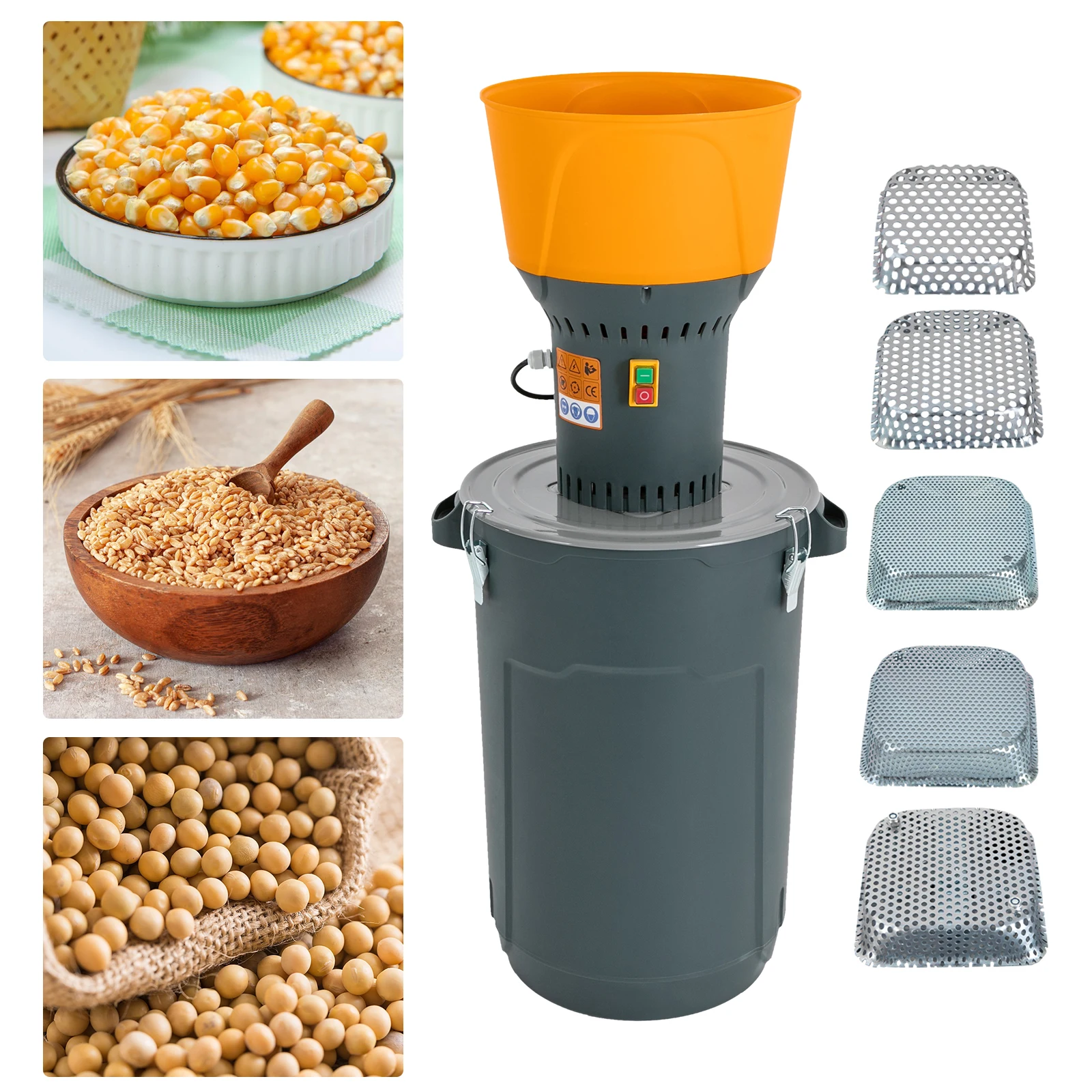

1300W 50L/60L Electric Grain Mill Dry Grains Cereal Machine Corn Grain Wheat Cereal Feed