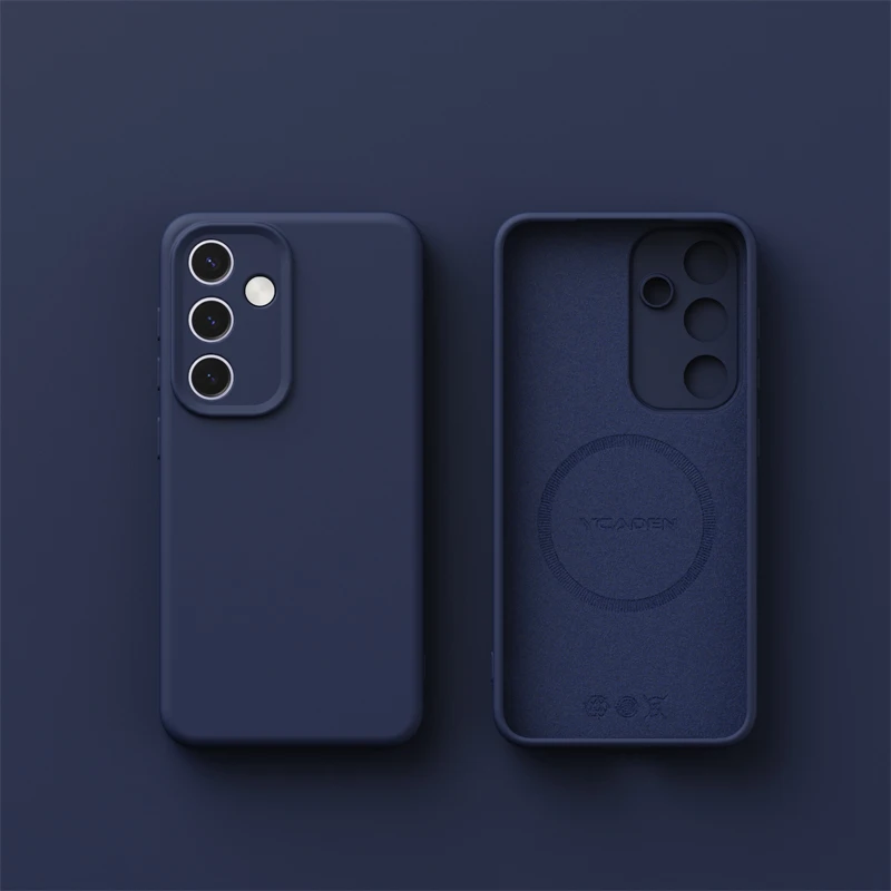 Enhanced Liquid Silicone Magnetic Case with Built-In Flock Cover - Wireless Charging Compatible