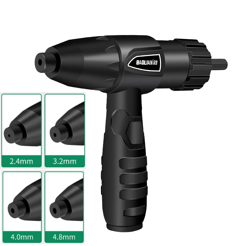 Electric Riveting Gun Adapter, Rivet Nut Gun, Drill Bit Nozzle, Cordless Conversion Connector, Power Tools, 2.4mm-4.8mm universal bit driver corner 90 degree right angle drill chuck electric power cordless adapter screwdriver