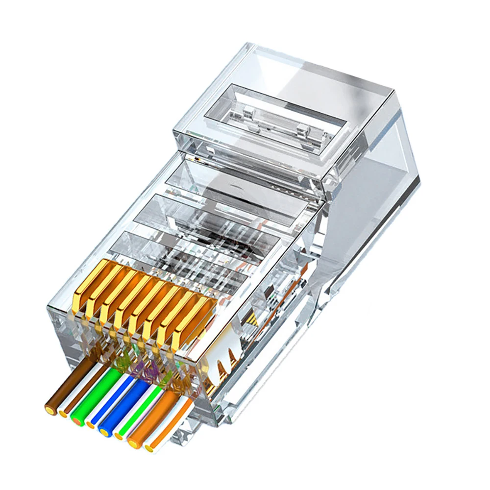 

1/100 шт., Позолоченные коннекторы RJ45 Cat6/Cat5e