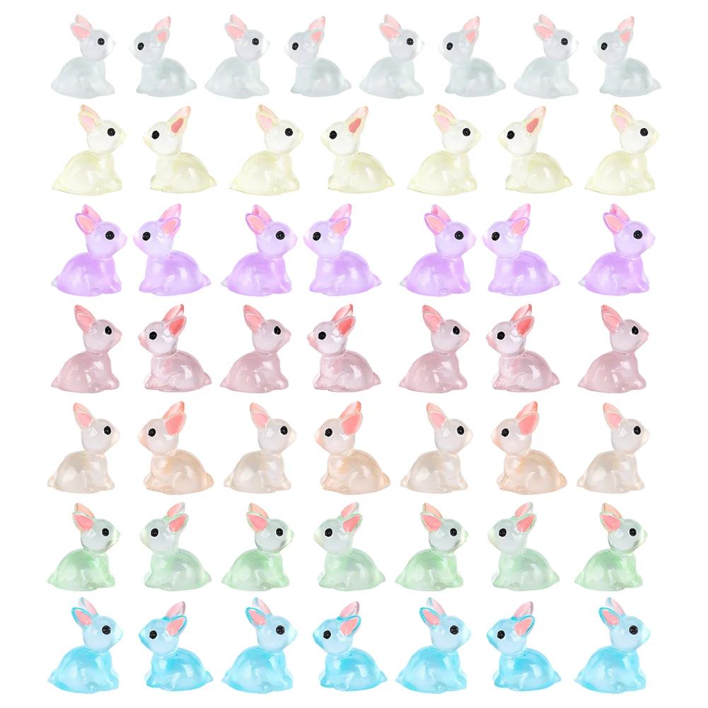 70-Piece Glow In The Dark Bunny Figurines - Mini Resin Rabbits For DIY Crafts & Easter Decor