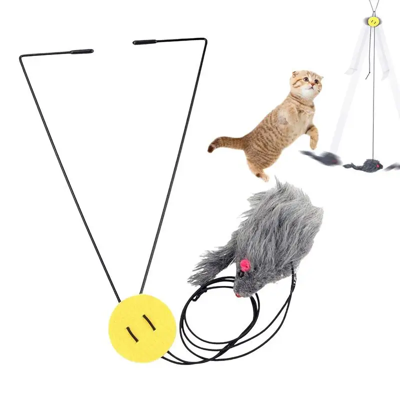 

Cat Door Toy Door Suspended Kitten Toy 50cm Retractable Rope Sound-Making Pet Interactive Toy Elastic Play And Exercise Indoor