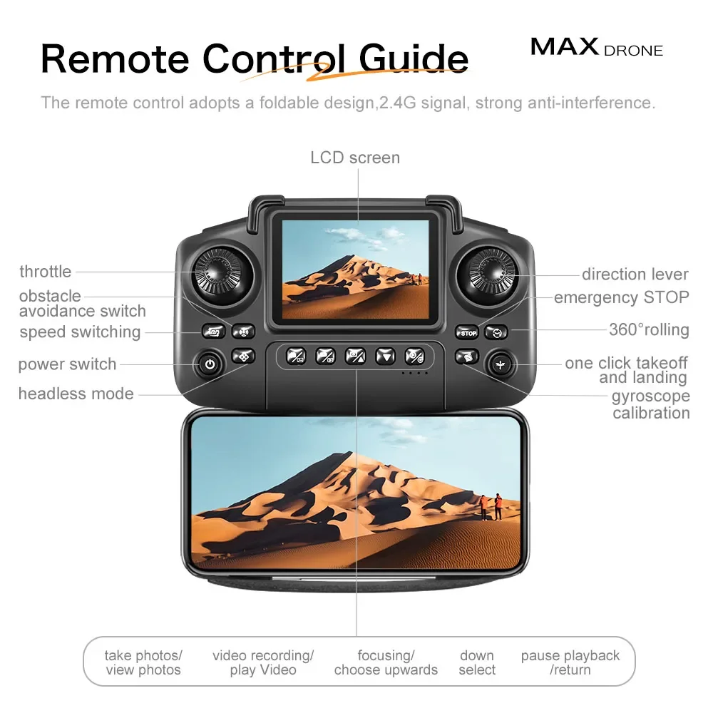 GT5 Mini Drone Remote control with screen 4K Professional Camera 360° Obstacle