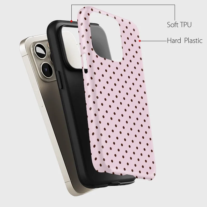 Magnetic Pink Polka Dot Phone Case with 2-in-1 Film Cover