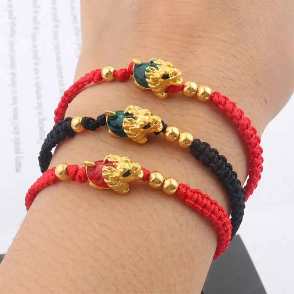 Bracciale Dragon Year Golden Zodiac Dragon Lucky Dragon Ciondolo In Giada Di Capodanno Bracciale In Corda Rossa Accessori Per Gioielli Regalo Festivo