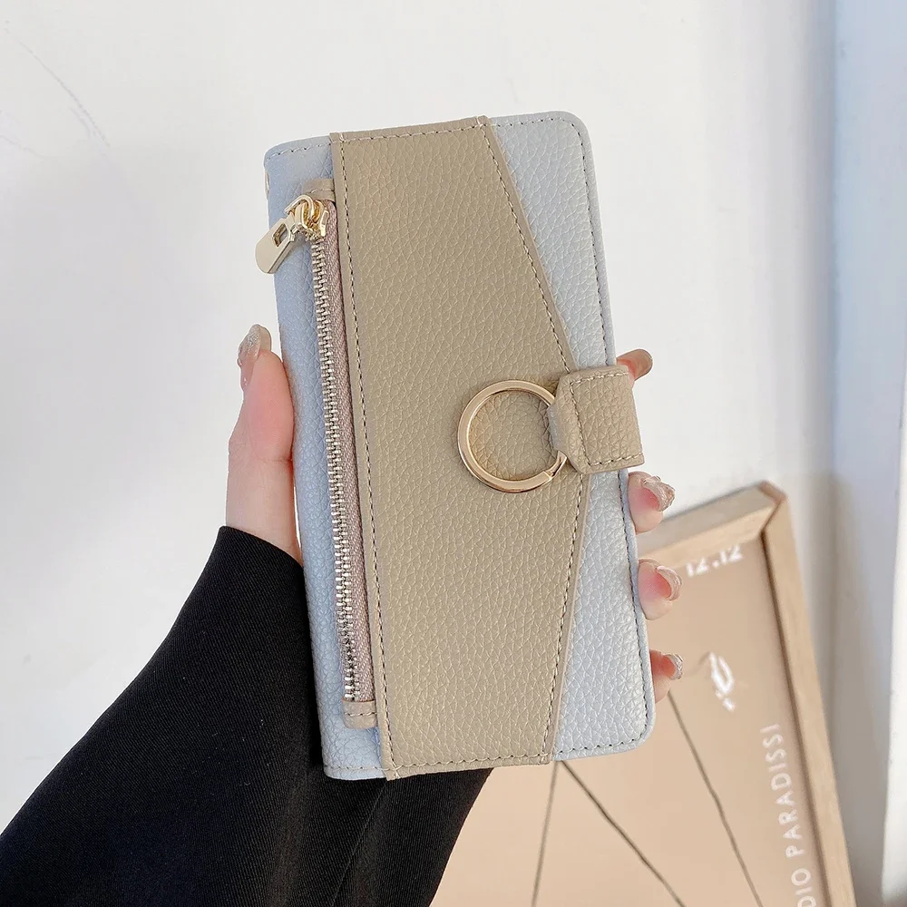 Luxurious Crossbody Leather Wallet Phone Case with Metal Chain