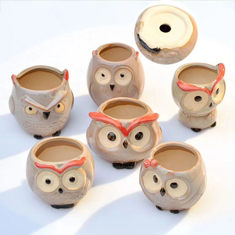 Cute Owl flower pot Garden Office Decoration Succulent Mini Owl Flowerpot Cute Animal Flowerpot Cactus Plants Planters