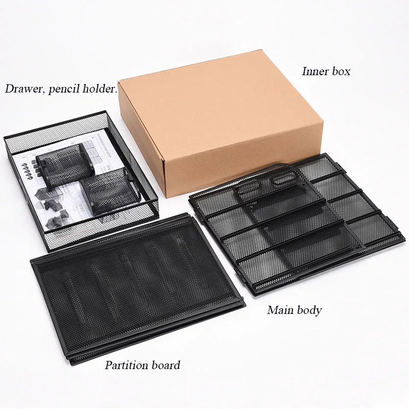 Metal Four-layer File Rack Multifunctional Removable And Durable Office Desktop Data Storage Tray with Side Window