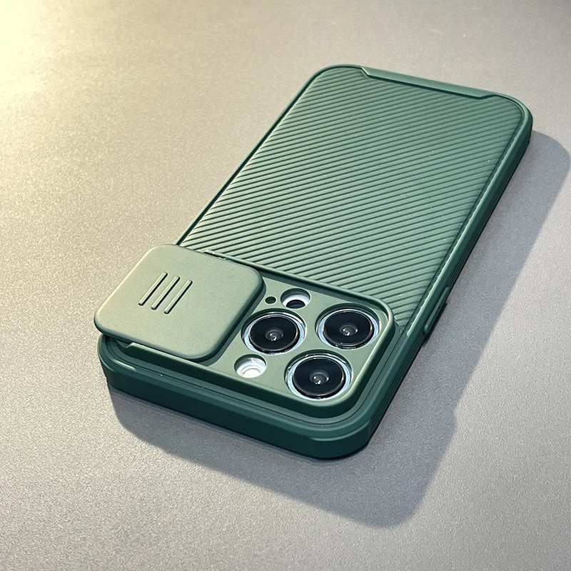 Magnetic Silicone Phone Case with Slide Camera Lens Protection and Magsafe Compatibility