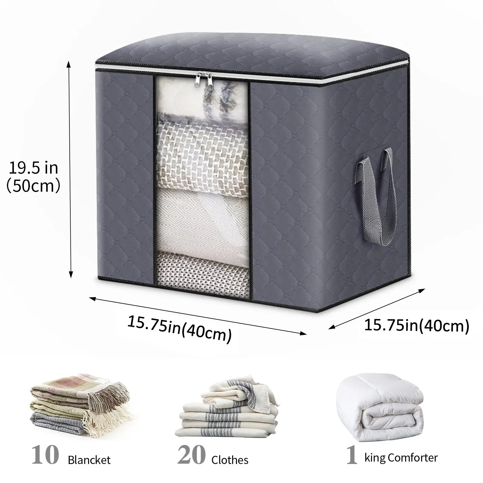 3pcs/6pcs Large Capacity Clothes Storage Bag Organizer With Reinforced Handle For Blanket Comforters Bed Sheets Pillows Toy 6