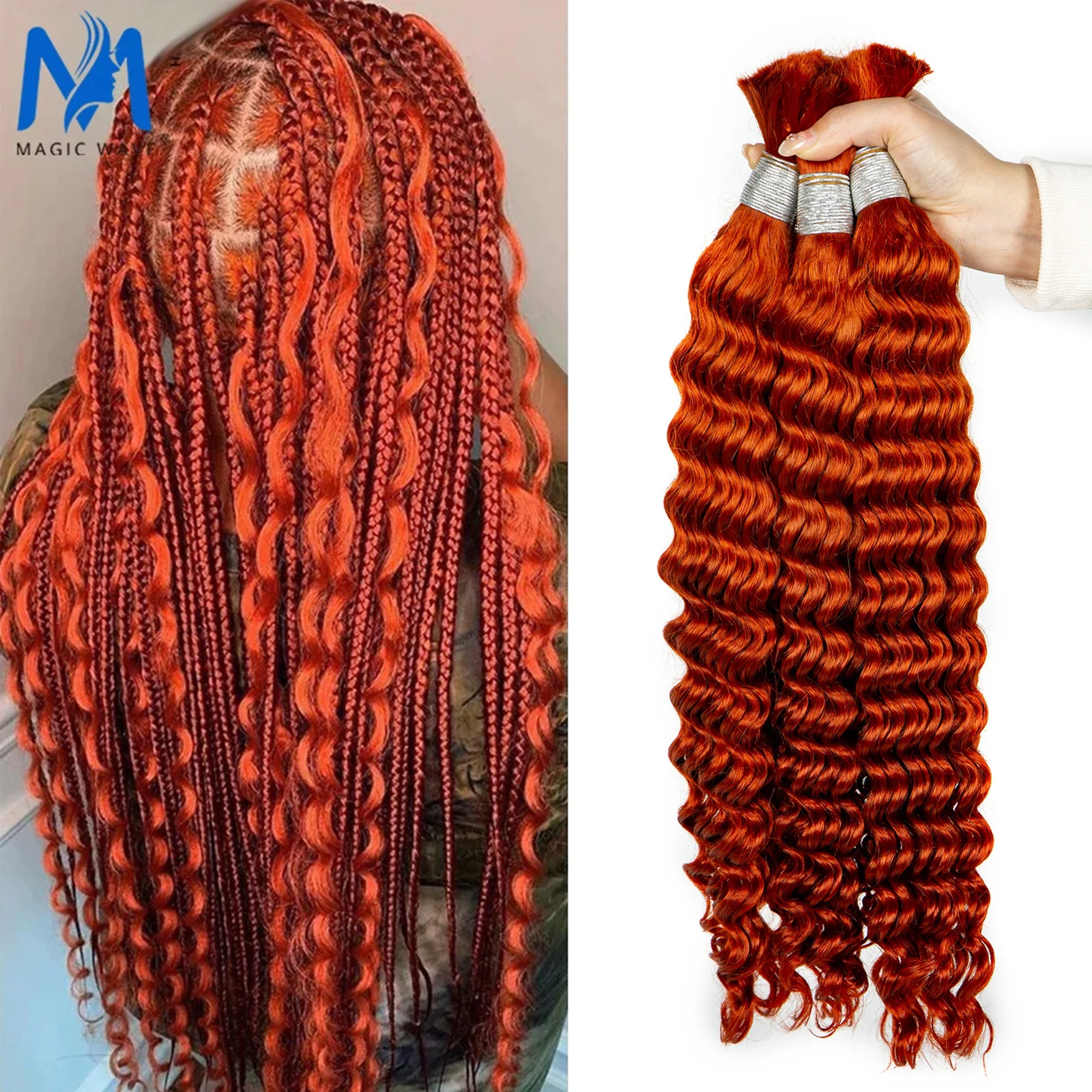 

Bulk Human Hair for Braiding Highlight Curly Loose Deep Wave Double Drawn Boho Knotless Braids Hair Bundles No Weft Wholesale