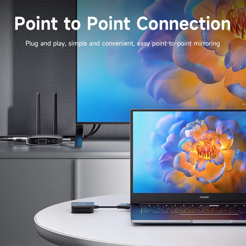 Hagibis Wireless HDMI-compatible Transmitter and Receiver Kit Type-C USB Dual Plug Extender TV Dongle for HD Display Projector