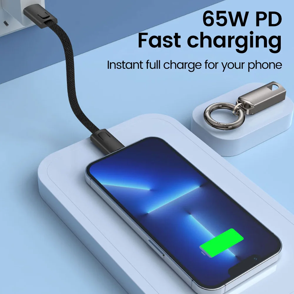 Keychain USB Type C Data Cord PD65W USB C to Type C Cable 3A Fast Charging 10CM Short Cable Type C For iPhone 15 Xiaomi Samsung BEST SELLERS