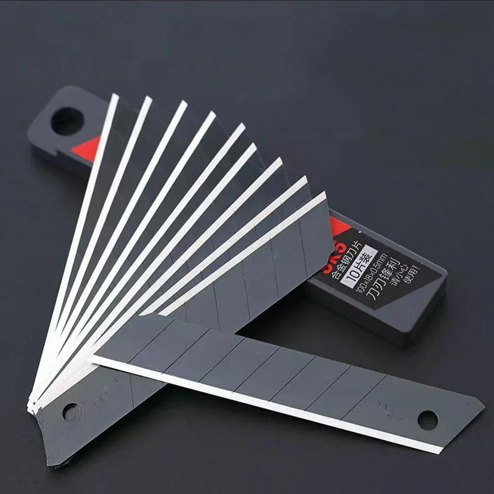 50PCS 25mm Utility Knife SK5 Stainless Steel Blade Retractable Knife Box Cutter Snap-off Pocket Utility Knives Cut Rope Paper