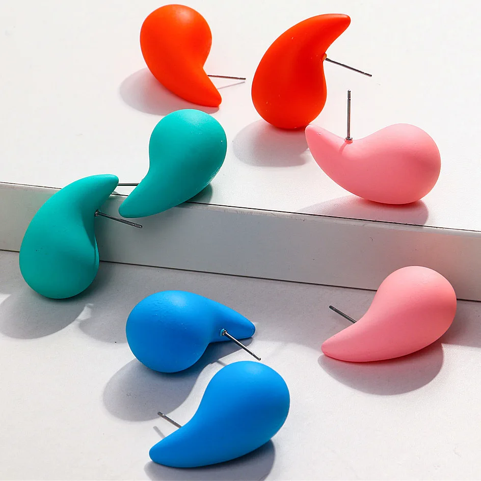 Fishsheep New Chunky Acrilico Multicolor Waterdrop Orecchini A Cerchio Per Le Donne Ragazza Vintage Tear Drop Statement Orecchino Dupes Jewelry