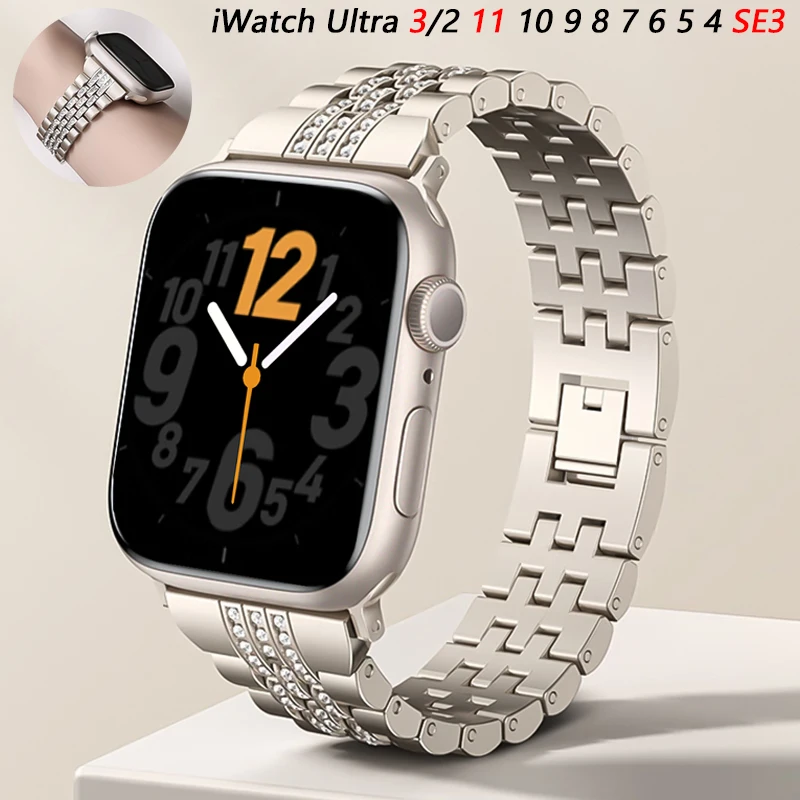 Elegant Diamond Metal Bracelet Strap