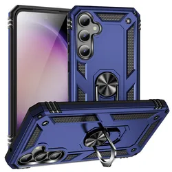 Premium Magnetic Metal Ring Holder Shockproof Armor Phone Case for Samsung Galaxy S23 Series (Navy Blue)