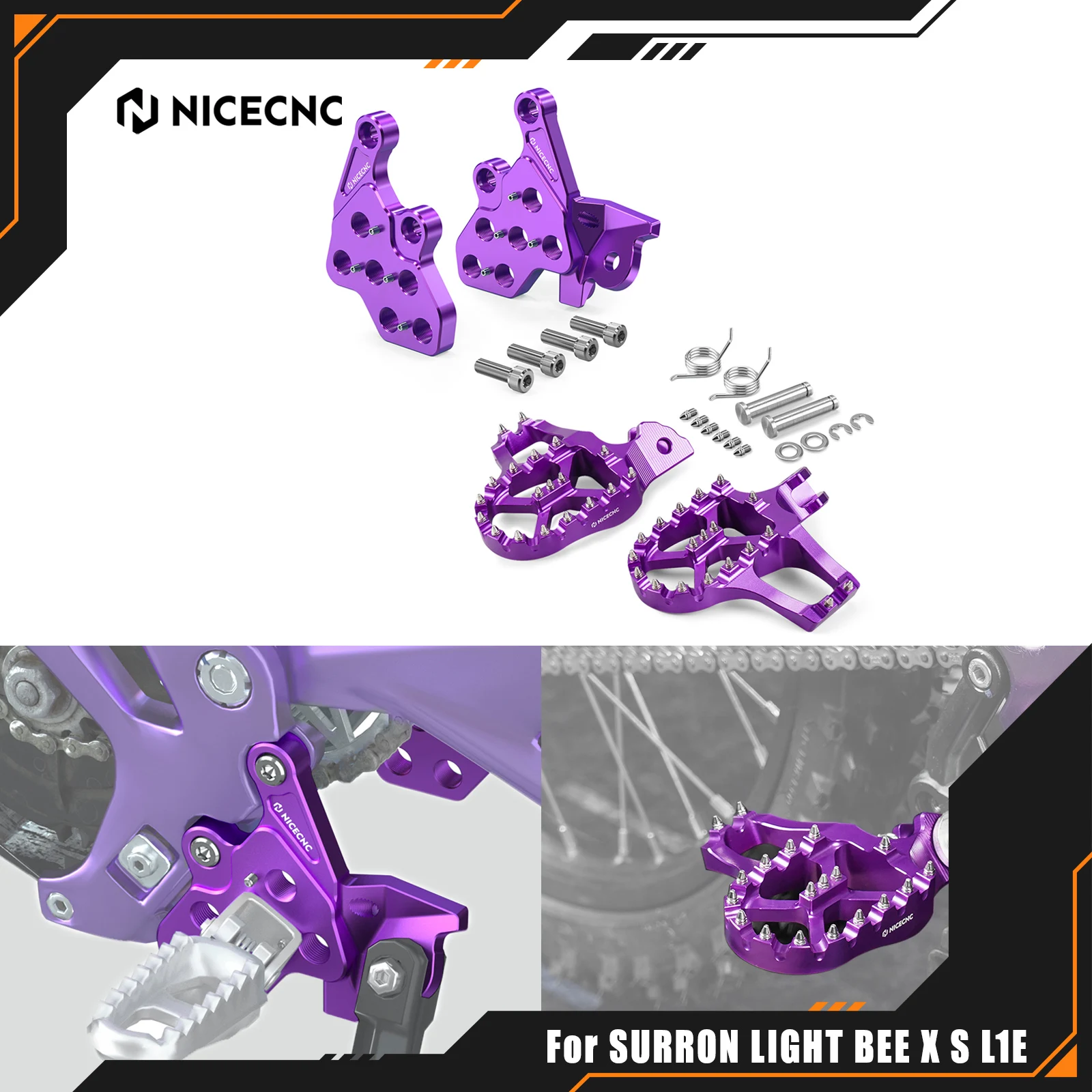 Pedane CNC Allargate NICECNC Per E-Bike Surron Light Bee L1E E Segway – Blu