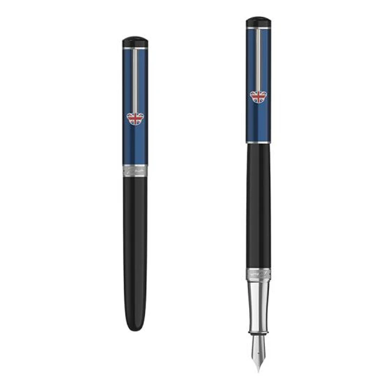 Picasso 921 British Style Teddy Series Blue Fountain Pen Silver Trim Fine Nib 0.5MM Ink Pen Luxurious Writing Gift Pen Set