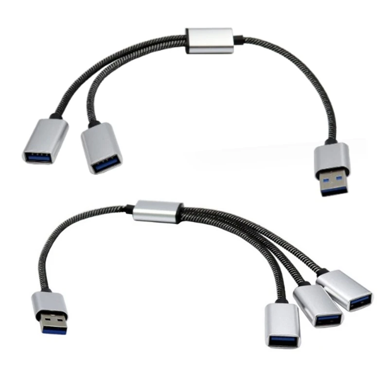 USB Splitter Cable with 3-Port USB 2.0 Female Extension and Power Adapter Hub