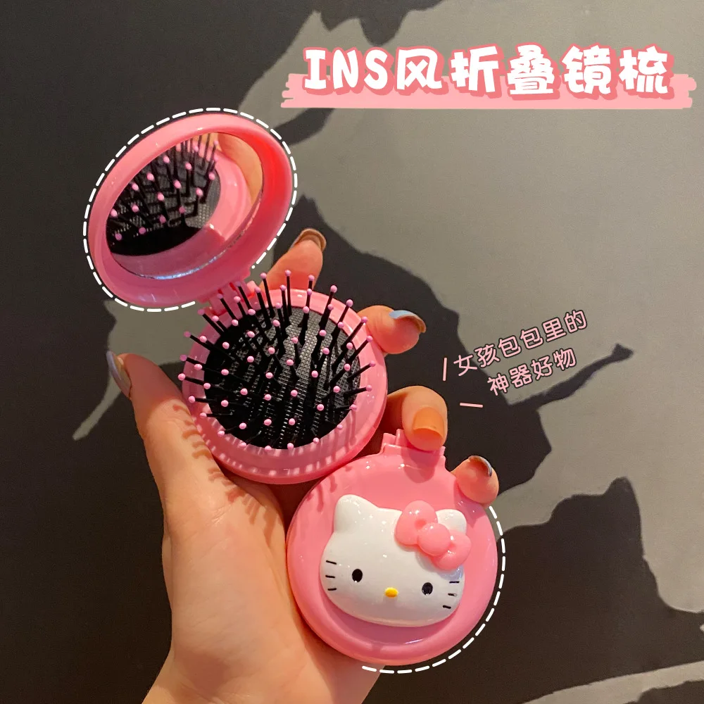 

Sanrio HelloKitty Makeup Mirror Sanrio Accessories Y2k Anime My Melody Kuromi Folding Air Portable Comb Anime Anime Figure