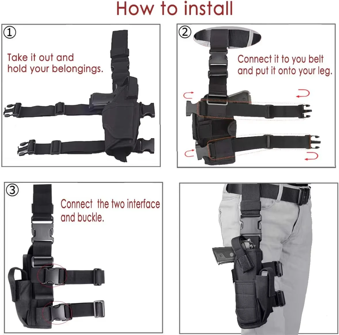 Left/Right Leg Gun Holster Gun Bag GLOCK 17/M9/P226/CZ 75 Revolver Leg Adjustable Airsoft Pistol Case Outdoor Sports Hunting