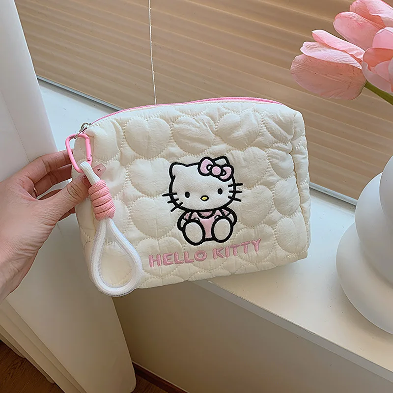 

Cute Sanrio Hello Kitty Cosmetic Bag Kuromi My Melody Large Capacity Make Up Bag Girl Storage Bag Travel Portable Toiletries Bag