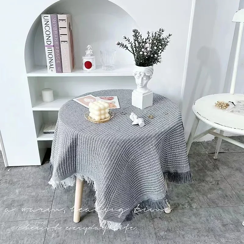 

Простая белая скатерть для стола вафельная нордическая декоративная фоновая ткань для фотосъемки ткань для пикника десертный стол Подушка шарф ZD495