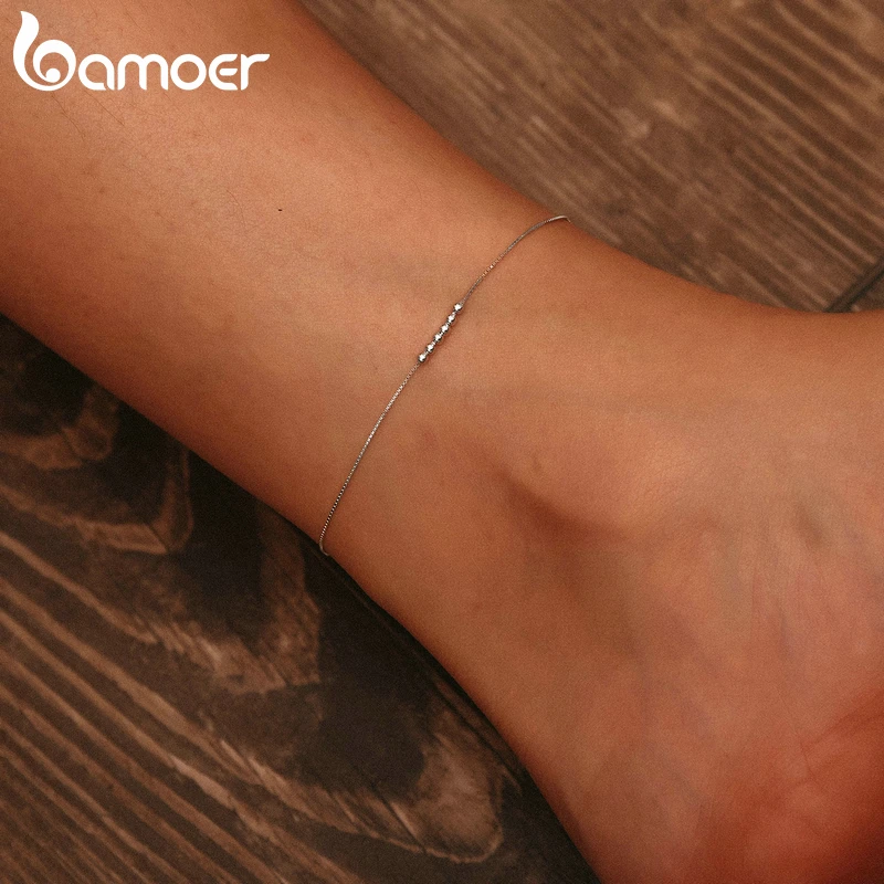 Silver Small Beads Anklets Women Beaded Summer Sterling Silver 925 Foot Jewelry Fashion Style Leg Bracelet SCT007 anklet bracelets silver anklets ankle chain