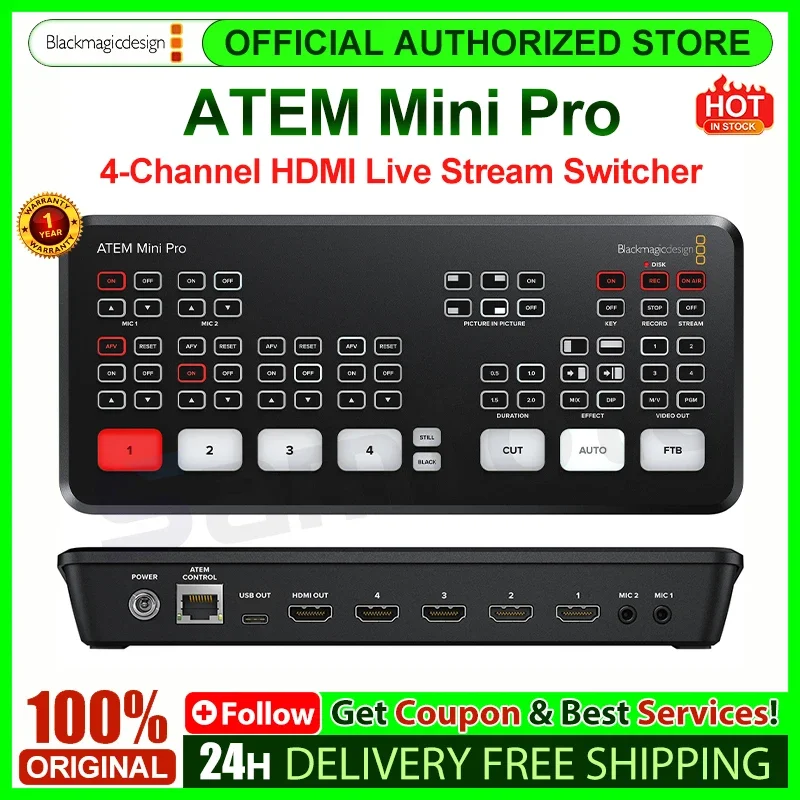 Blackmagic Design ATEM Mini Pro 4-Channel HDMI Live Stream Switcher ...