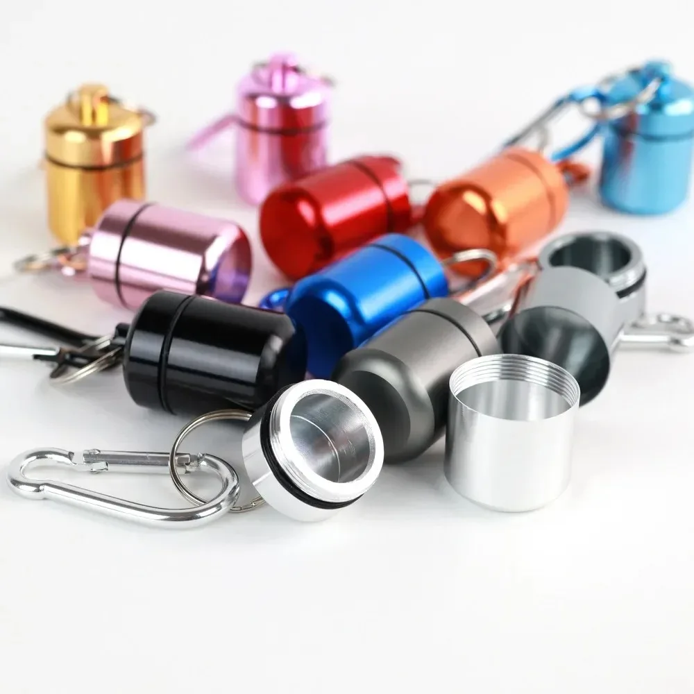 Waterproof Aluminum Pill Box with Sealed Storage and Keychain
