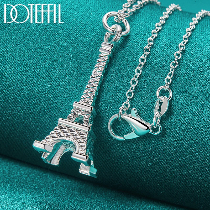 DOTEFFIL 925 Sterling Silver Eiffel Tower Paris Pendant Necklace