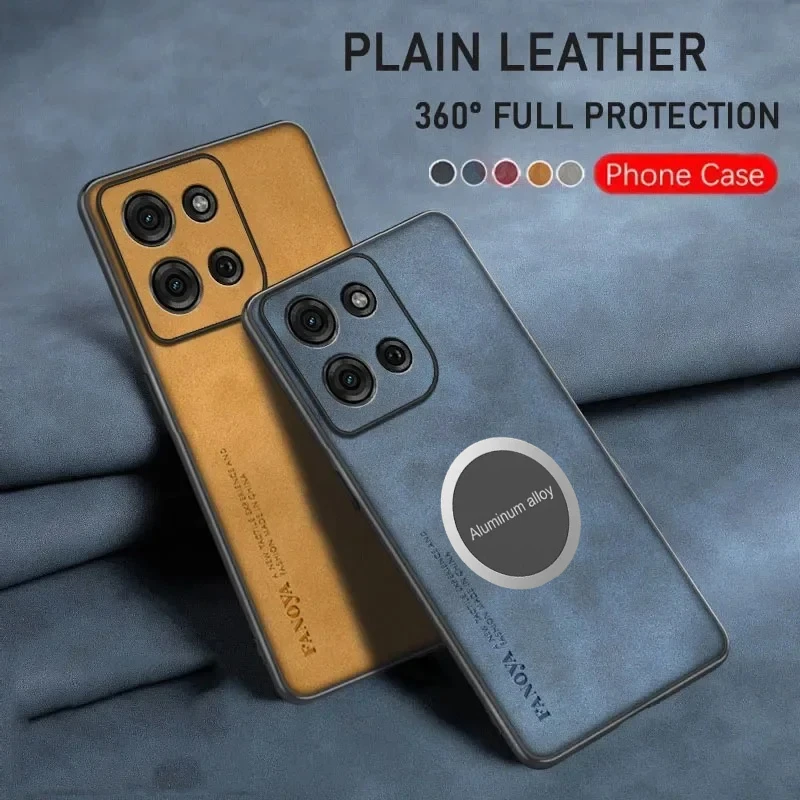 Sheepskin Leather Magnetic Car Mount Phone Case with TPU Protection