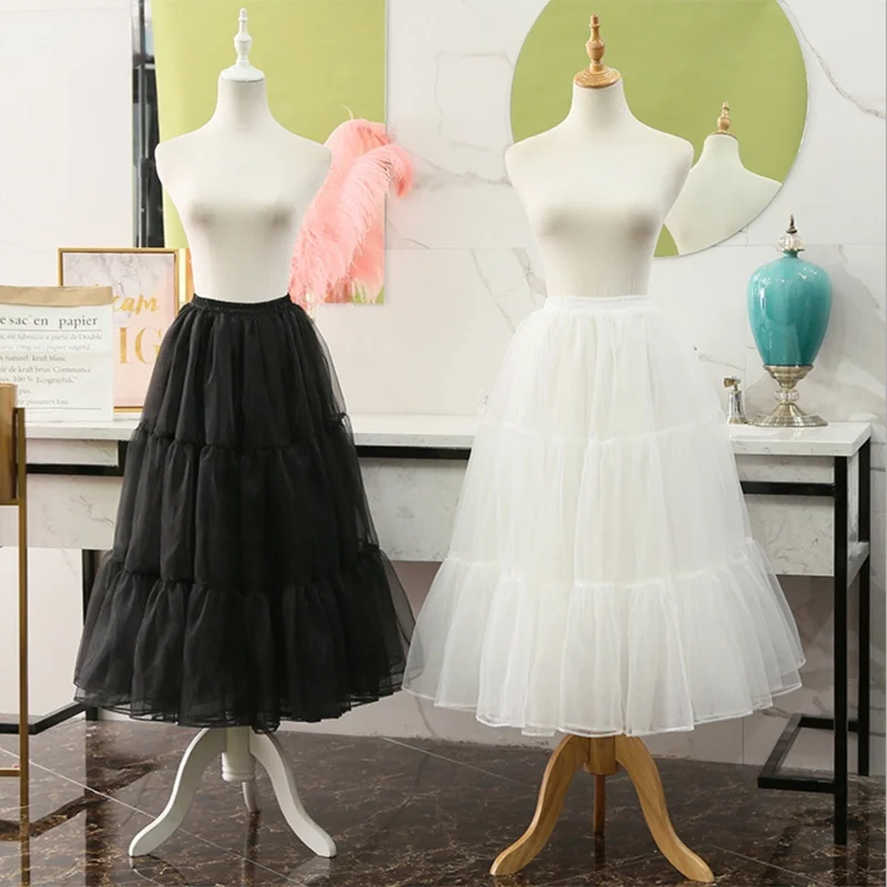 White Black Organza Petticoats 80cm long Crinoline Bridal Petticoats Underskirt For Wedding Dress