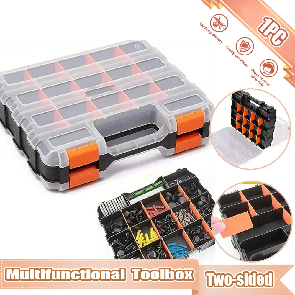 Multifunctional Toolbox Hardware Box 34 Compartments Removable Plastic Dividers Hardware Box Storage Excellent for Screws Nuts
